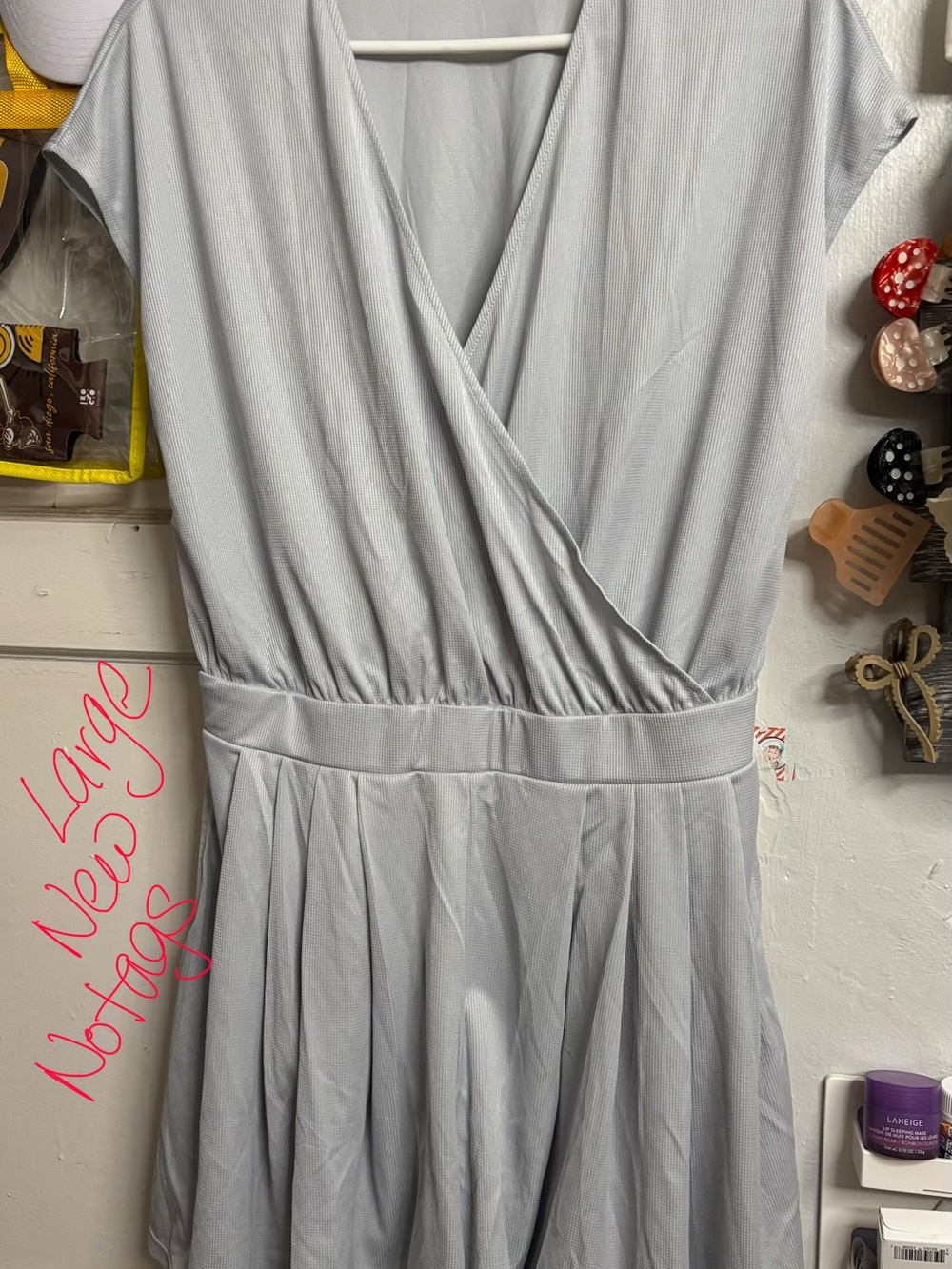 HALARA Light Gray  waffle Wrap-Front Romper
